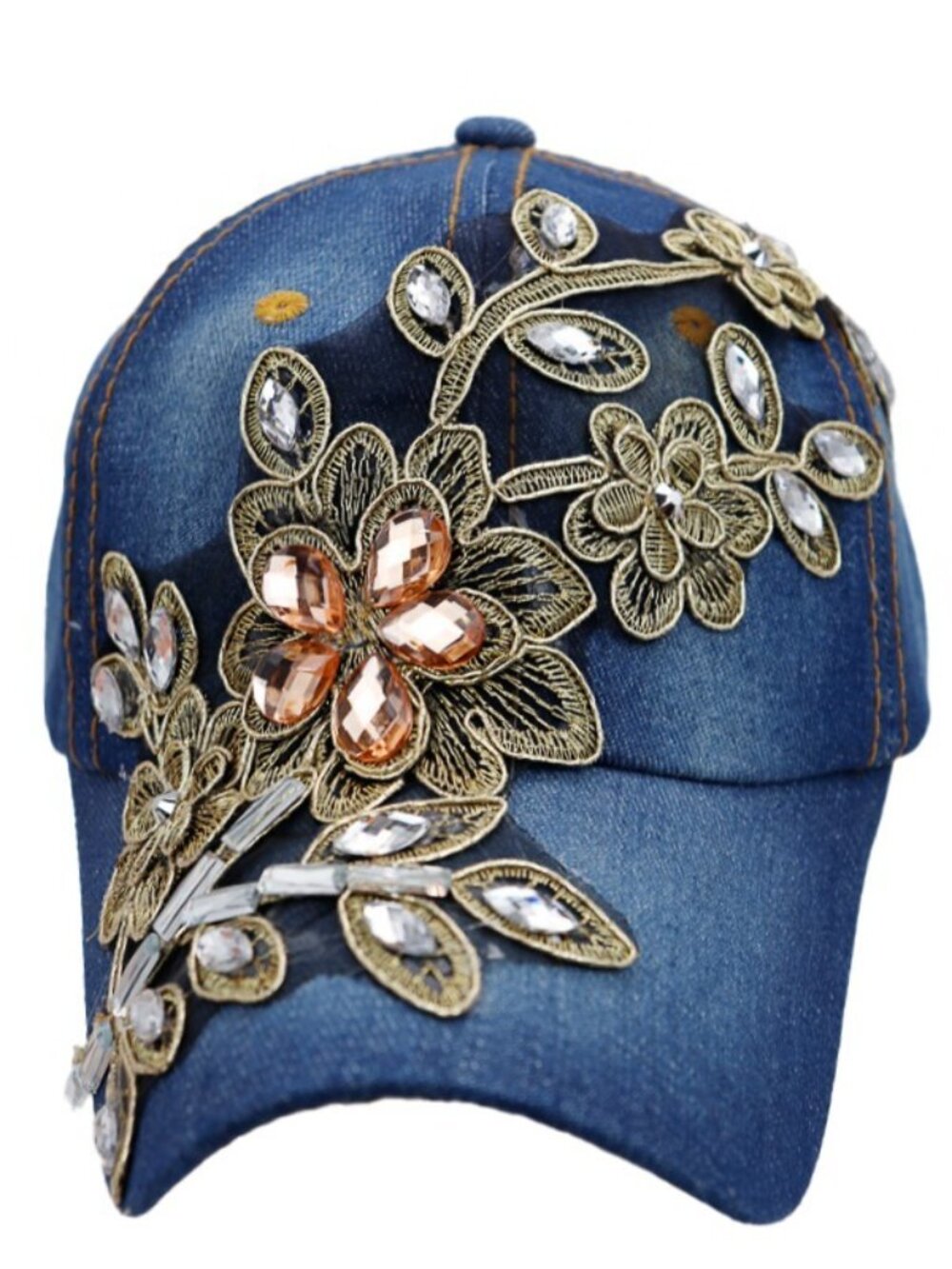 Baseball Cap Hat Daisy Floral Patched Teardrop